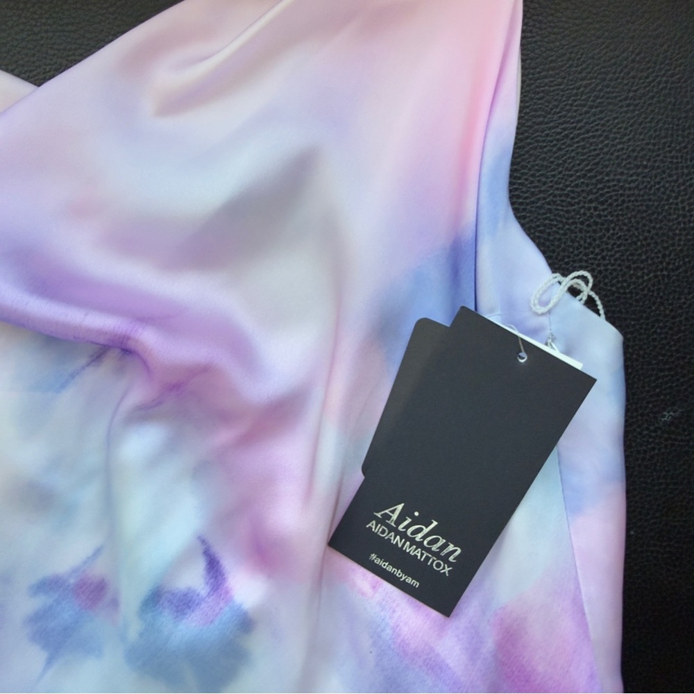 Aidan by Aidan Mattox Pastel Tie-Dye Cowl Neck Maxi Dress Gown Size 6 NWT - Picture 10 of 16